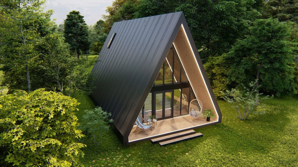 Qtm A Frame, structura metalica usoara 107 mp, transport si montaj