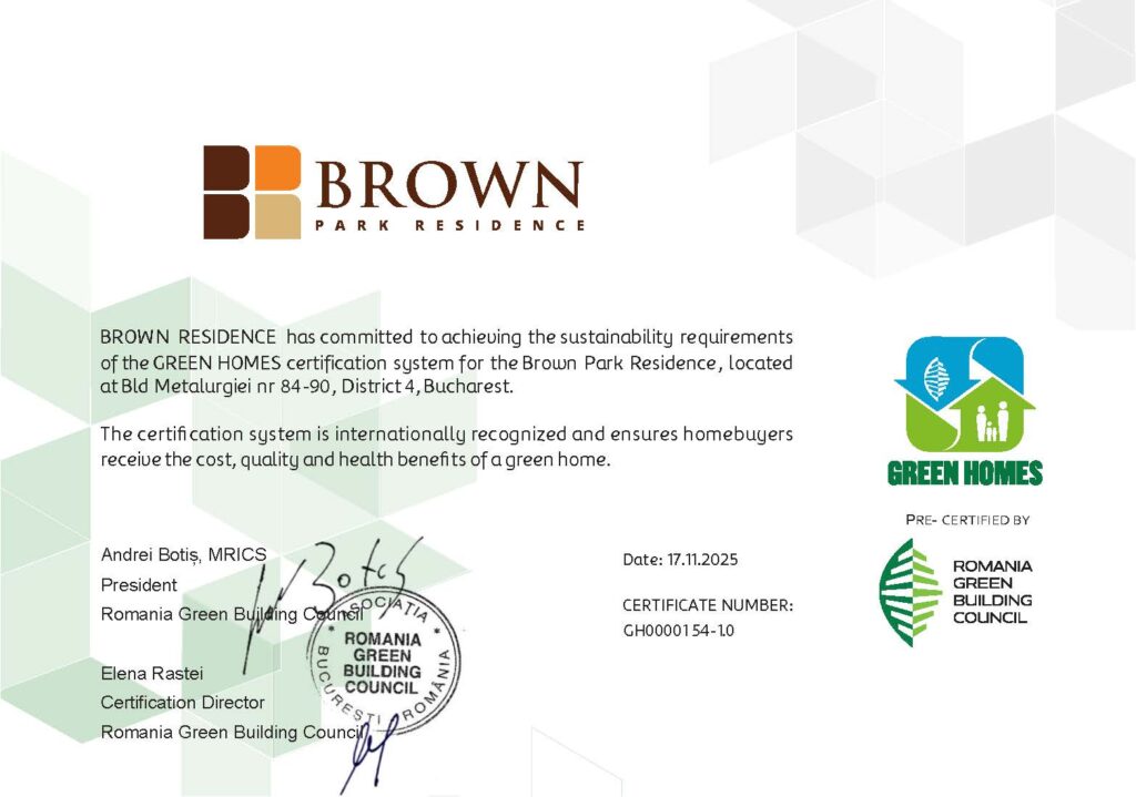 Brown Park Residence 7 Certificat BROWN 1