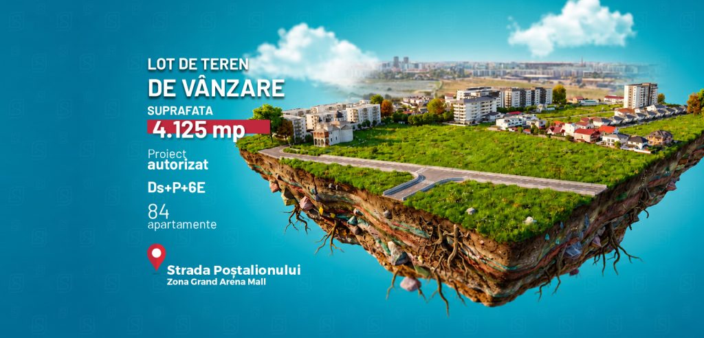 Teren autorizat pentru dezvoltare rezidentiala Ds+P+6E | 84 apartamente | Zona Grand Arena Mall