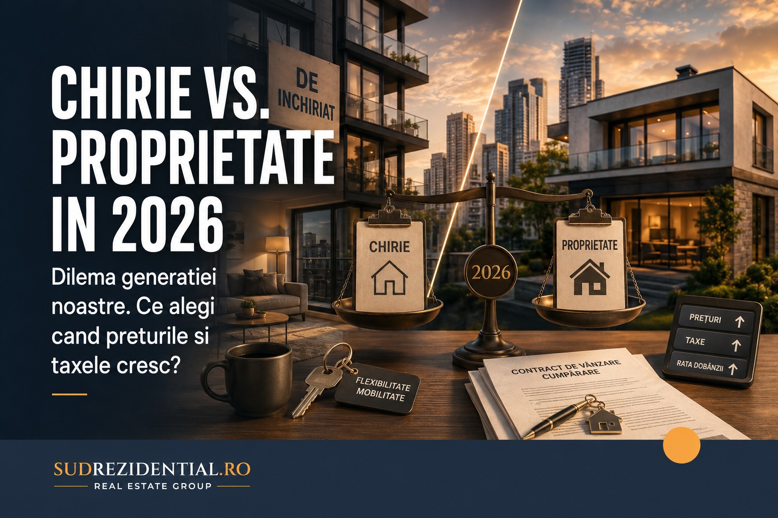 Chirie vs. proprietate in 2026: Dilema generatiei noastre. Ce alegi cand preturile si taxele cresc? 1 Chirie vs Proprietate in 2026