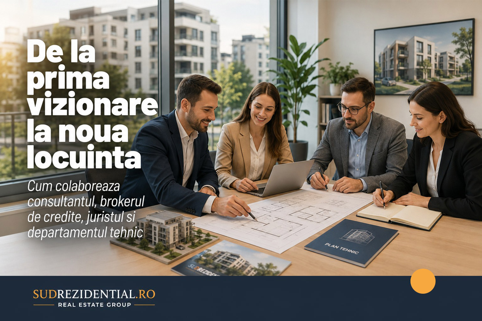 De la prima vizionare la noua locuinta: cum colaboreaza consultantul, brokerul de credite, juristul si departamentul tehnic
