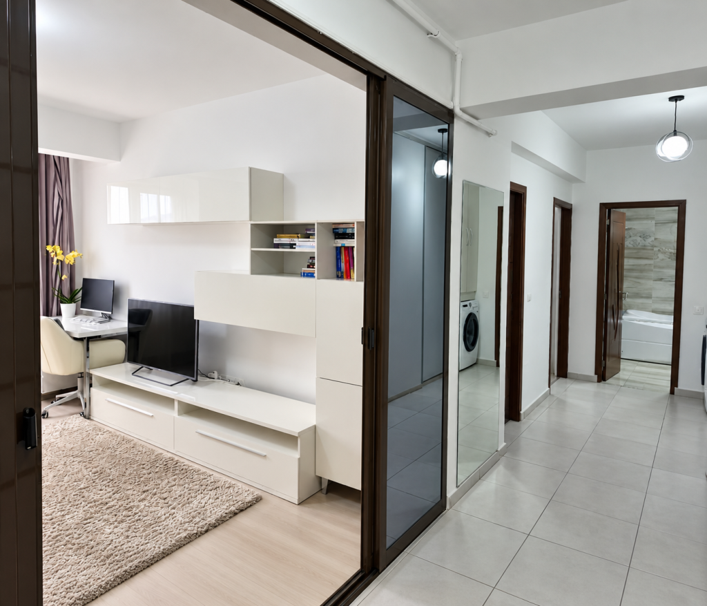 Cautare 1 Apartament cu 2 camere decomandat, mobilat si utilat, 58 mp, etaj 4 – Popesti-Leordeni, Metrou Dimitrie Leonida